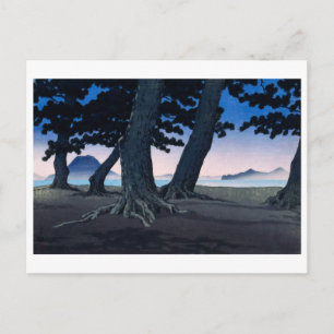 Postal ukiyoe [hasui] A27 Playa en Kaiganji en Sanuki