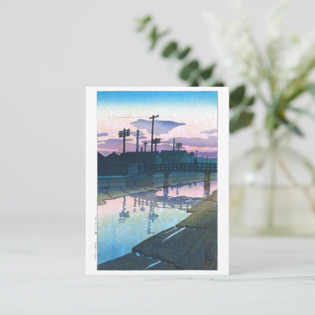 Postal ukiyoe - hasui - C02 - Kiba en Dusk - (Anverso de pie)
