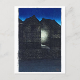 Postal ukiyoe - hasui - C04 - Shinkawa Rive de noche -