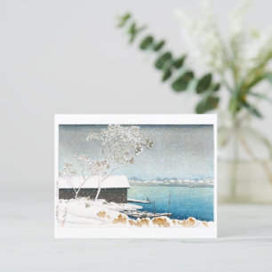 Postal ukiyoe - hasui - C11 - Shirahige en la nieve -