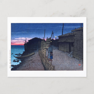 Postal ukiyoe [hasui] C23 Aikawa-machi en la isla de Sado