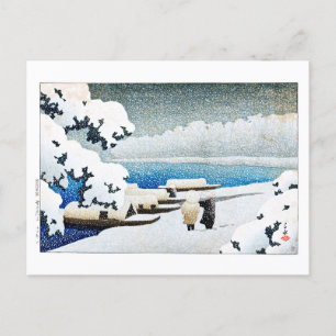 Postal ukiyoe [hasui] C27 Amanohashidate en nieve