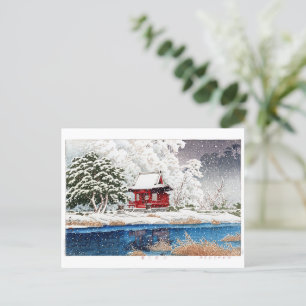 Postal ukiyoe - hasui - m06 - Nieve en la entrada del san