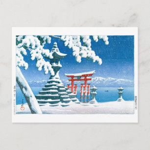 Postal ukiyoe - hasui - Nieve número 4 en Itsukushima -