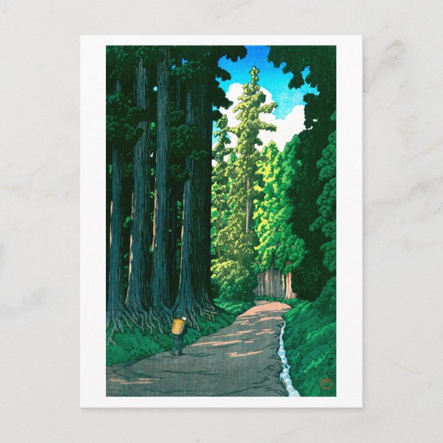 Postal ukiyoe hasui No57 Carretera histórica de Nikkō (Anverso)