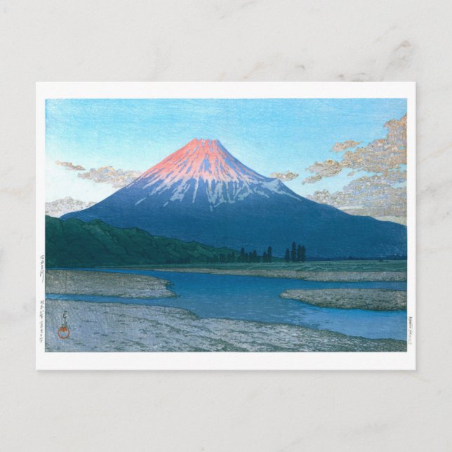 Postal ukiyoe - hasui - No.30 El río Fuji - (Anverso)