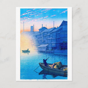 Postal ukiyoe - hasui - No.38 por la mañana en Dotonbori,