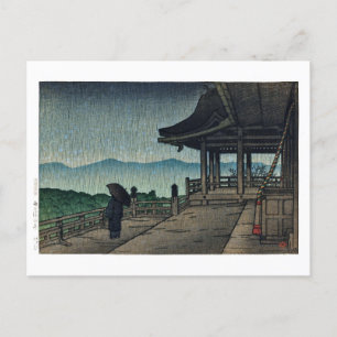 Postal ukiyoe [hasui] Templo de Kiyomizu C19 en lluvia