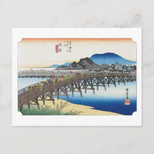 Postal ukiyoe Hiroshige N.º 38 Okazaki
