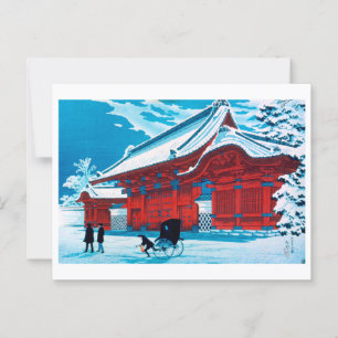 Postal ukiyoe [komei] La Puerta Roja del Hongo en la Niev
