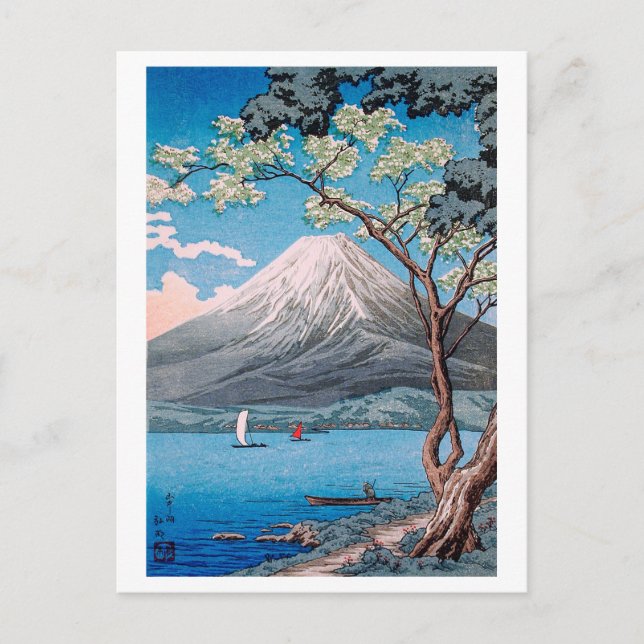 Postal ukiyoe [komei] Monte Fuji desde el lago Yamanaka (Anverso)