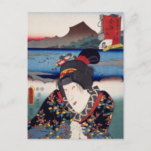 Postal ukiyoe [Toyokuni] 34-24 Asagao en Kanaya