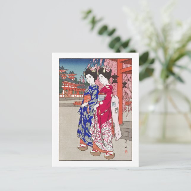 Postal ukiyoe - Yoshida - 14 - Maiko - (Anverso de pie)