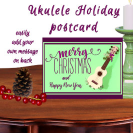 Postal Ukulele Feliz Navidad y feliz Año Nuevo