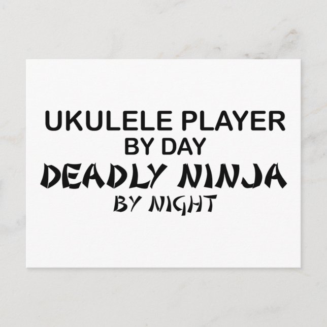 Postal Ukulele Moridamente Ninja por noche (Anverso)