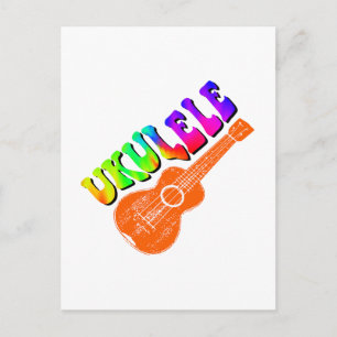 Postal Ukulele Tie Dye Groovy Arte de texto