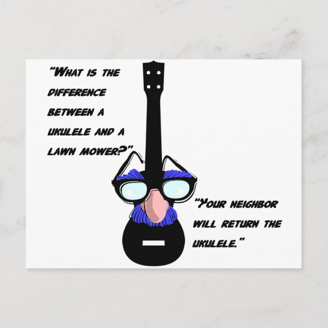 Postal Ukuleles y cortacéspedes (Anverso)