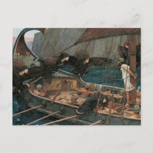 Postal Ulises y las sirenas de John William Waterhouse (Anverso)