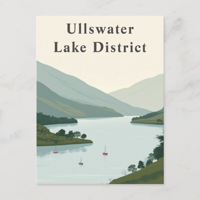 Postal Ullswater, Lake District England Peaks Art (Anverso)