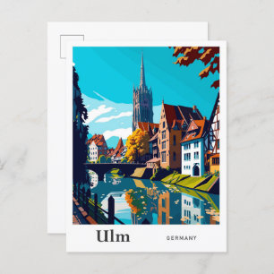 Postal Ulm Alemania Viaje Ilustracion de cosecha
