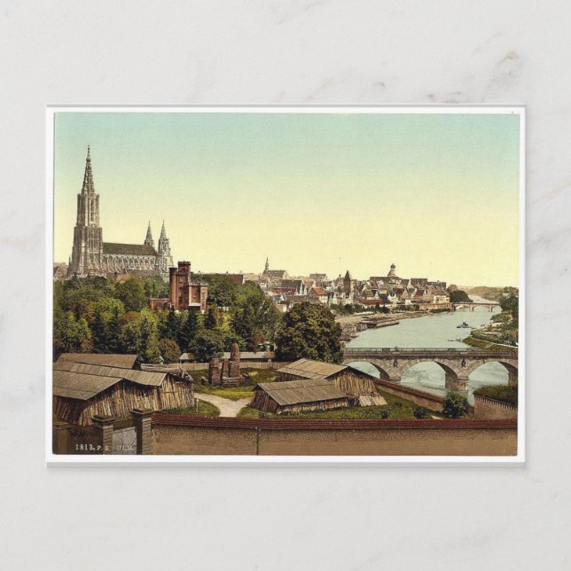 Postal Ulm, Wurtemburg, Alemania, fotografía rara (Anverso)