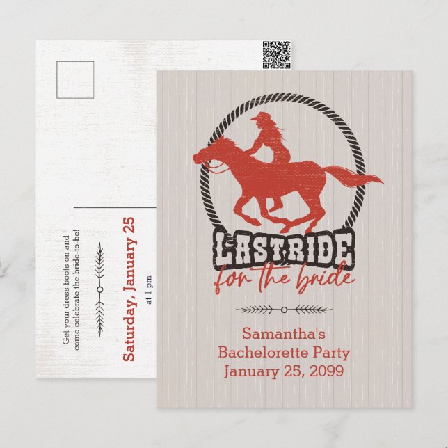 Postal Última Cabalgata Roja Oxidada Para La Novia (Anverso / Reverso)