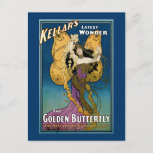 Postal Última maravilla de Kellar ~ La mariposa dorada
