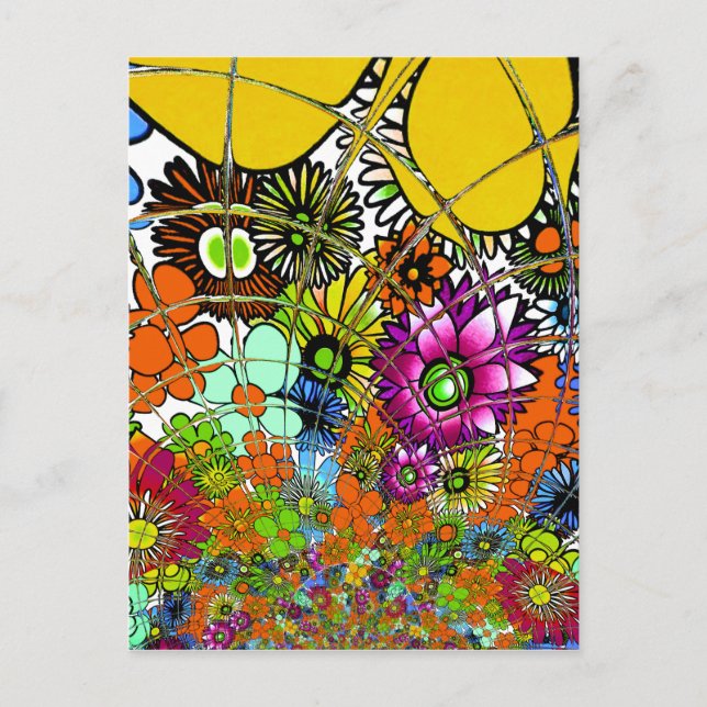 Postal Último arte de diseño de patrones florales asombro (Anverso)