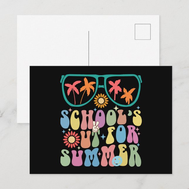 Postal Último Día De Colegio Groovy Las Clases Terminaron (Anverso / Reverso)