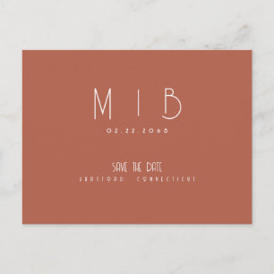 Postal Ultra Moderno Monograma Canela Save the Date