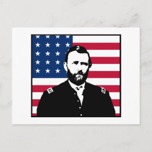 Postal Ulysses S. Grant y la bandera estadounidense