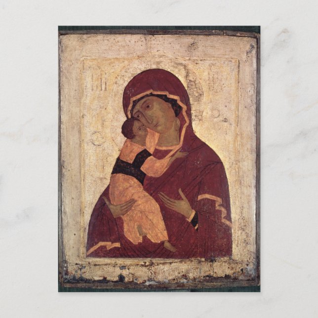 Postal Umilenie Virgin de Wladimir, Escuela de Moscú (Anverso)