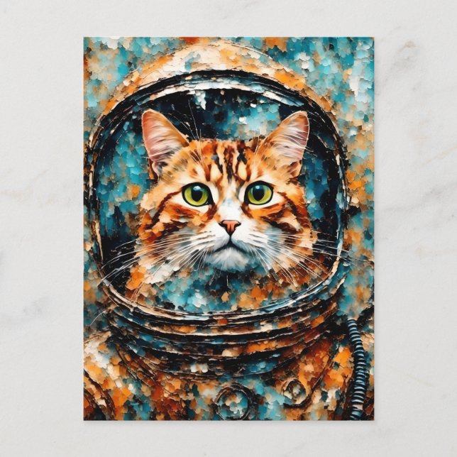 Postal un adorable astronauta de gatos (Anverso)