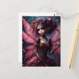Postal Un adorable hada rosa