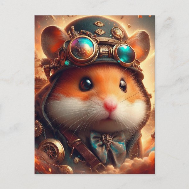 Postal un adorable hamster de steampunk (Anverso)