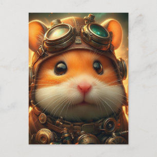 Postal un adorable hamster de steampunk