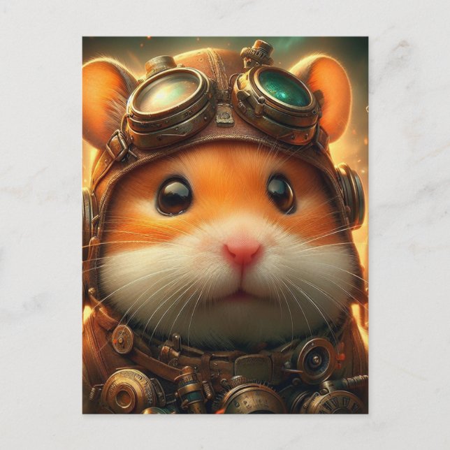 Postal un adorable hamster de steampunk (Anverso)