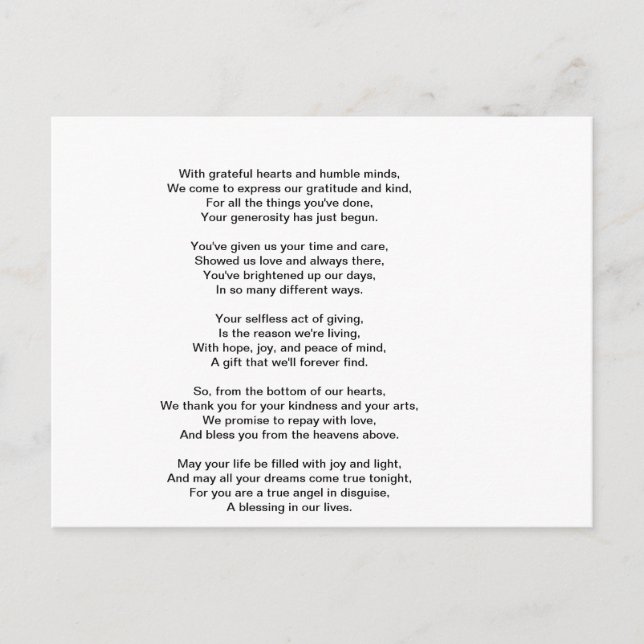 Postal Un Agradecimiento de Corazón (Anverso)