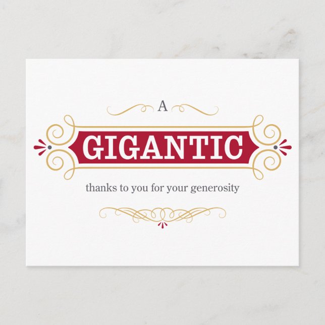 Postal Un agradecimiento gigantesco para usted por su gen (Anverso)