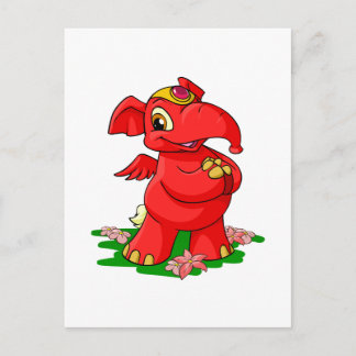 Postal Un alegre elefante rojo en Shenkuu