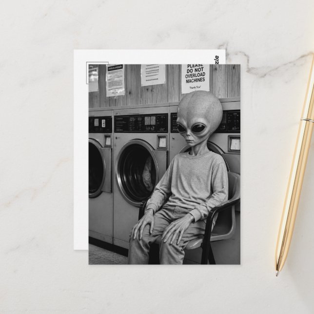 Postal Un alien en la lavandería  (Anverso/Reverso In Situ)