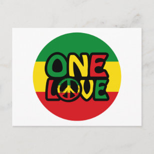Postal Un amor, diseño de reggae con colores de reggae