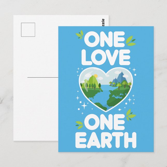 Postal Un amor una tierra corazón nuestro planeta (Anverso / Reverso)