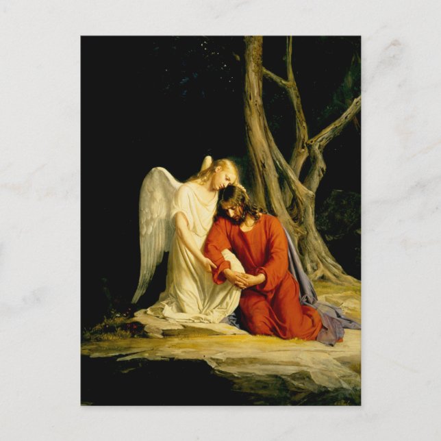 Postal Un ángel consolando a Jesús por Carl Bloch Postcar (Anverso)
