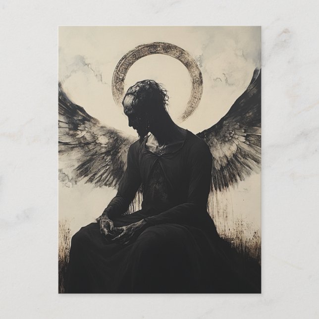 Postal Un ángel oscuro (Anverso)
