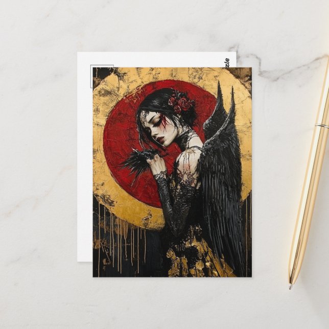 Postal Un ángel oscuro (Anverso/Reverso In Situ)