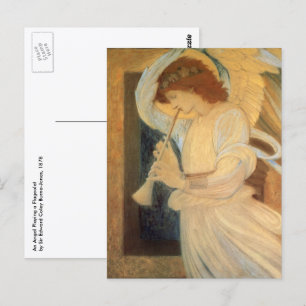 Postal Un ángel tocando un flageolet de Burne Jones