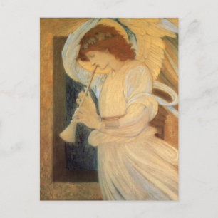 Postal Un ángel tocando un flageolet de Burne Jones