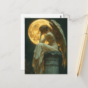 Postal Un ángel y la luna