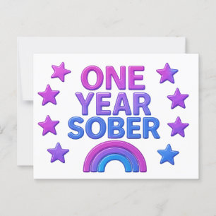 Postal Un año sobrio aniversario de cumpleaños de sobried